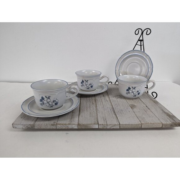 Set of 3 Covington Stoneware Avondale Cups & 3 Saucers Tea Coffee - Picture 1 of 9